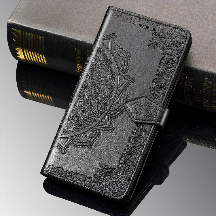 For Samsung A21 (US Version) Halfway Mandala Embossing Pattern Horizontal Flip PU Leather Case with Card Slots & Holder & Wallet