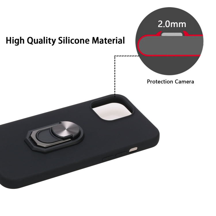 For iPhone 12 Pro Max PC + TPU Shockproof Protective Case with Ring Holder(Black Blue)