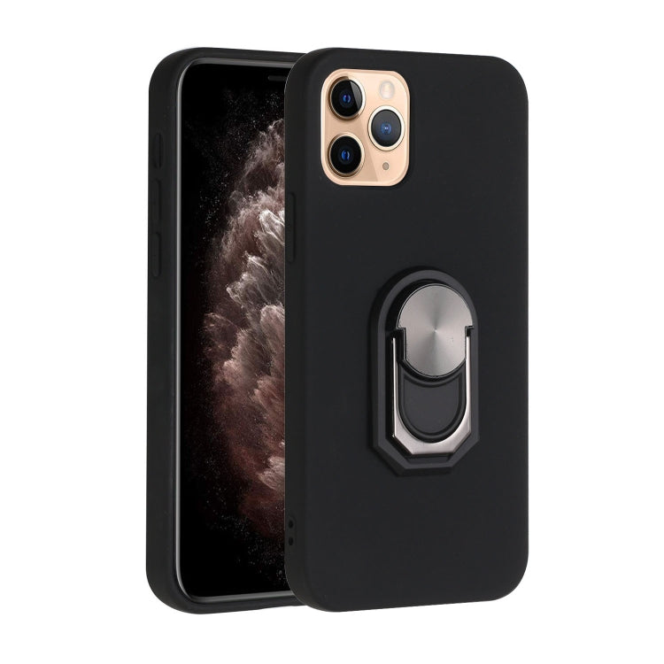 For iPhone 12 / 12 Pro PC + TPU Shockproof Protective Case with Ring Holder(Black)