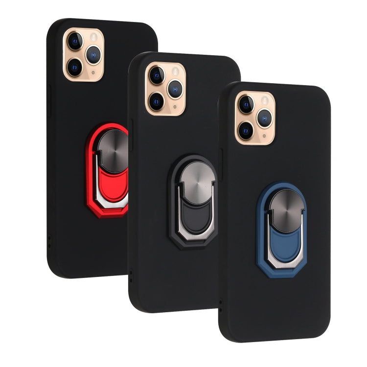 For iPhone 12 / 12 Pro PC + TPU Shockproof Protective Case with Ring Holder(Black)