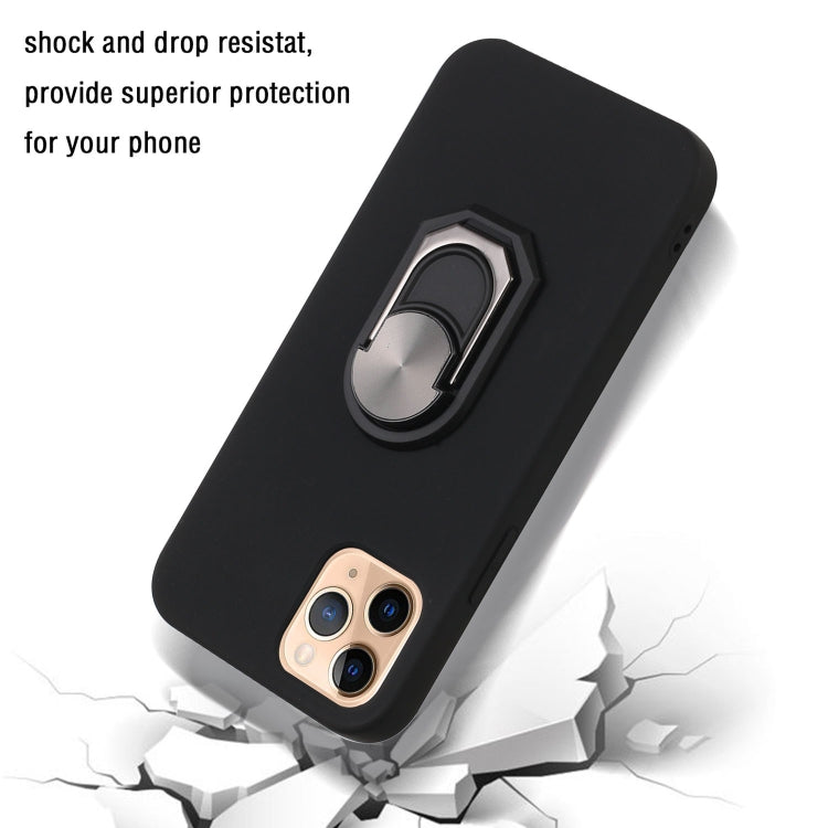 For iPhone 12 / 12 Pro PC + TPU Shockproof Protective Case with Ring Holder(Black)