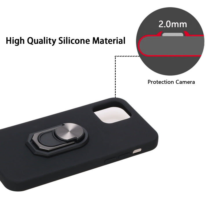For iPhone 12 / 12 Pro PC + TPU Shockproof Protective Case with Ring Holder(Black)
