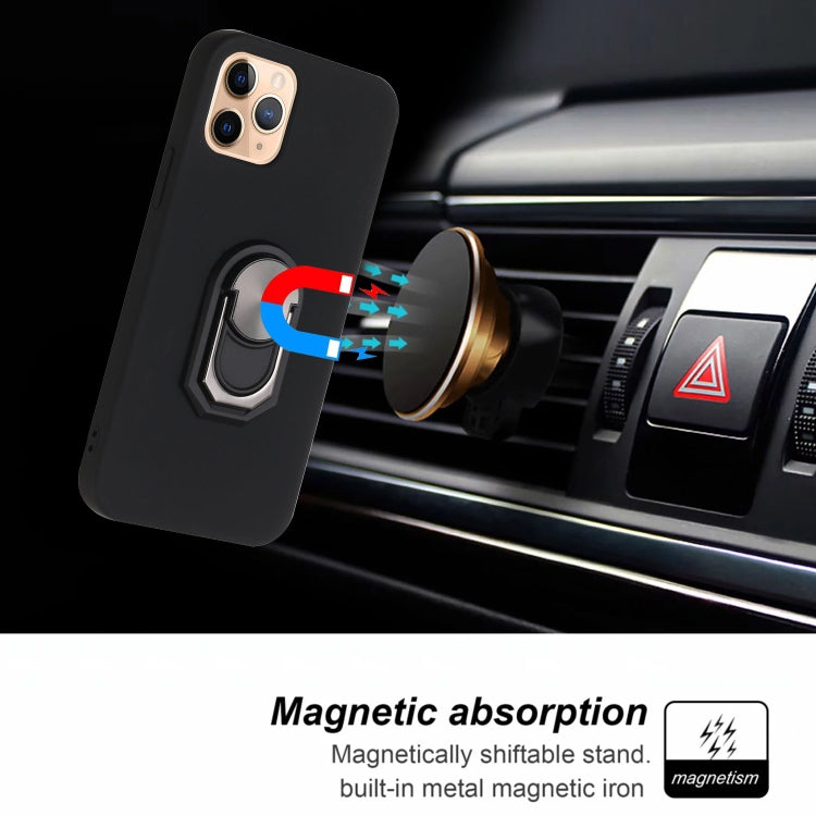 For iPhone 12 / 12 Pro PC + TPU Shockproof Protective Case with Ring Holder(Black)