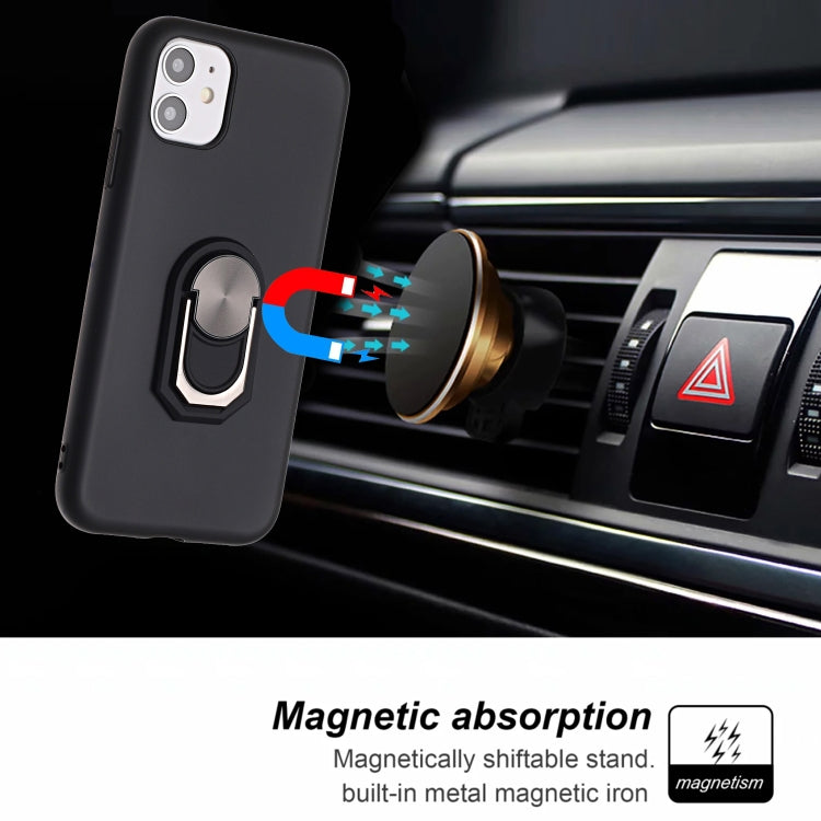 For iPhone 11 PC + TPU Shockproof Protective Case with Ring Holder(Black Red)