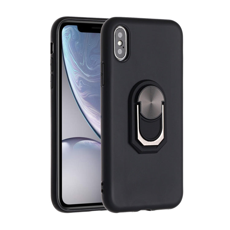 For iPhone XS Max PC + TPU Shockproof Protective Case with Ring Holder