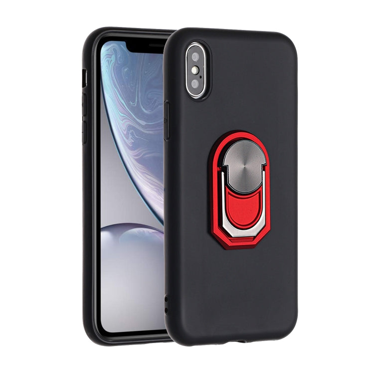 For iPhone XS Max PC + TPU Shockproof Protective Case with Ring Holder
