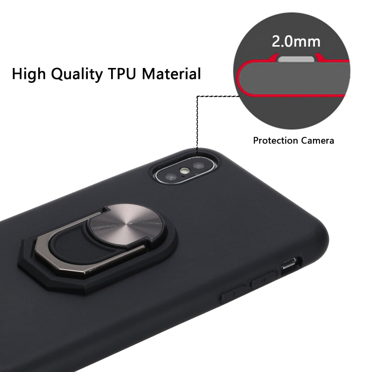 For iPhone XS Max PC + TPU Shockproof Protective Case with Ring Holder