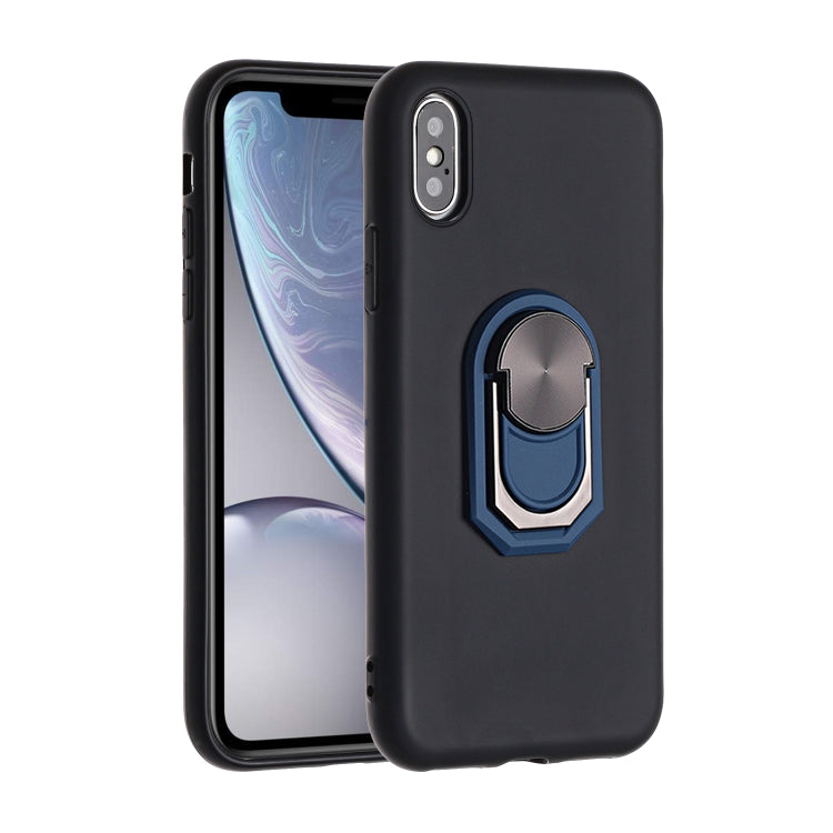 For iPhone XS Max PC + TPU Shockproof Protective Case with Ring Holder