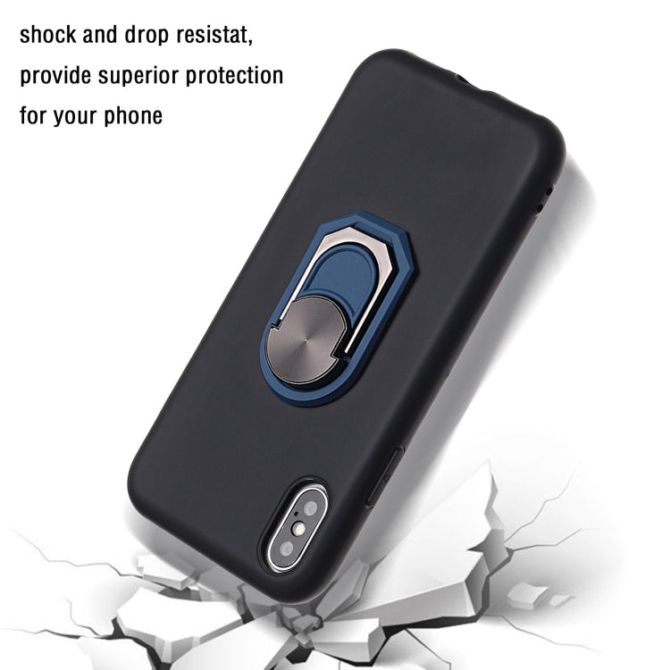 For iPhone XS Max PC + TPU Shockproof Protective Case with Ring Holder