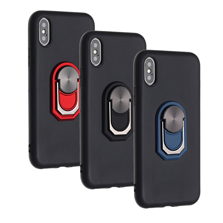 For iPhone X / XS PC + TPU Shockproof Protective Case with Ring Holder