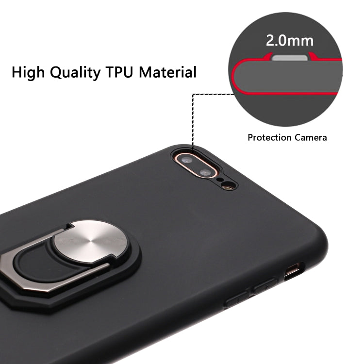 For iPhone 8 Plus / 7 Plus PC + TPU Shockproof Protective Case with Ring Holder(Black Red)