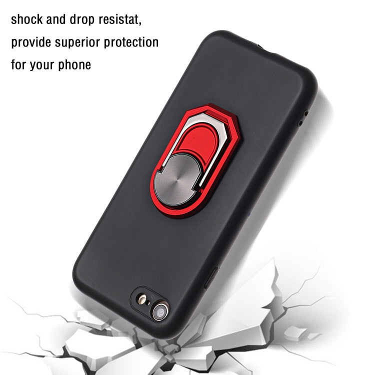 For iPhone SE 2022 / SE 2020 / 8 / 7 PC + TPU Shockproof Protective Case with Ring Holder(Black Red)