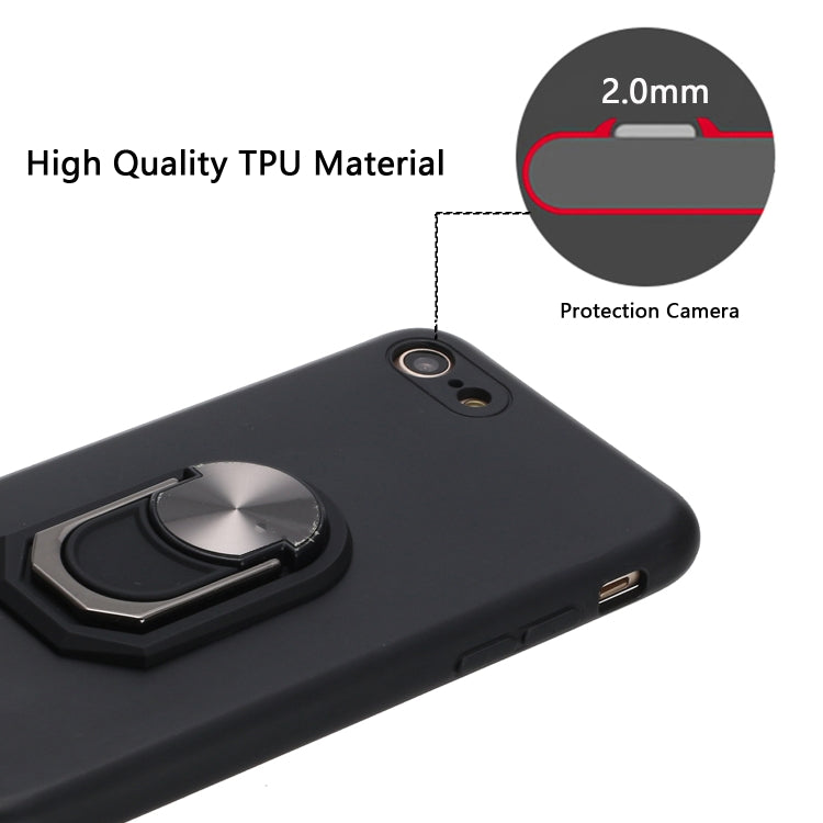 For iPhone SE 2022 / SE 2020 / 8 / 7 PC + TPU Shockproof Protective Case with Ring Holder(Black Red)