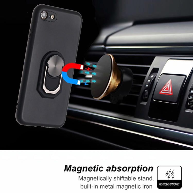For iPhone SE 2022 / SE 2020 / 8 / 7 PC + TPU Shockproof Protective Case with Ring Holder(Black Red)