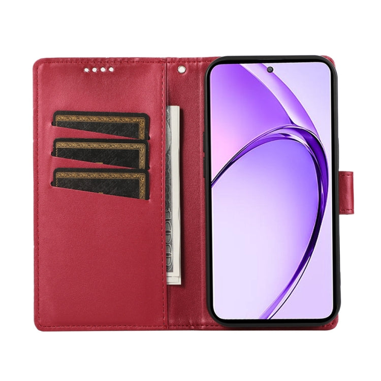 For OPPO A3 Pro 5G PU Genuine Leather Texture Embossed Line Phone Case