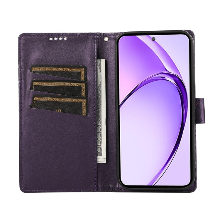 For OPPO A3 Pro 5G PU Genuine Leather Texture Embossed Line Phone Case