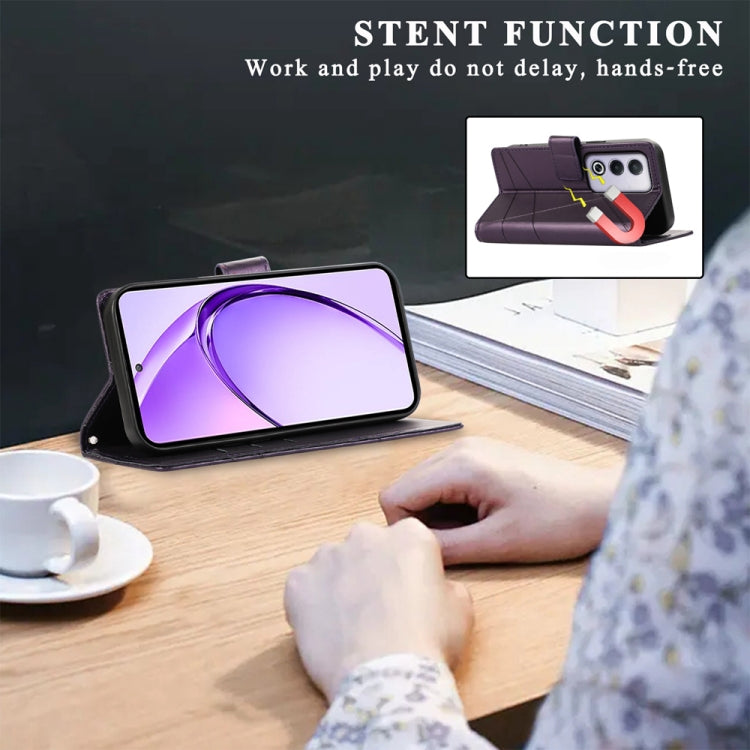For OPPO A3 Pro 5G PU Genuine Leather Texture Embossed Line Phone Case