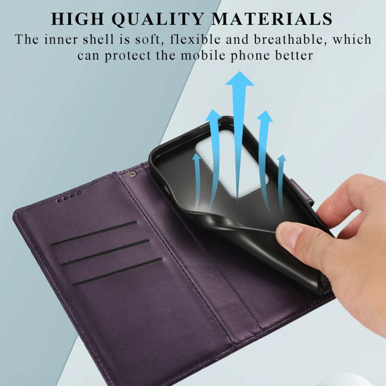 For OPPO A3 Pro 5G PU Genuine Leather Texture Embossed Line Phone Case