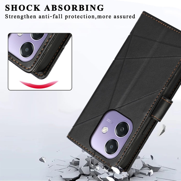 For OPPO A3 4G / 5G Global / A3X 4G / 5G India PU Genuine Leather Texture Embossed Line Phone Case