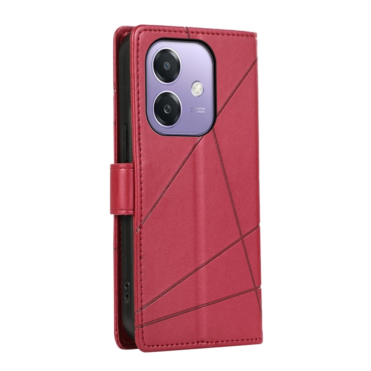 For OPPO A3 4G / 5G Global / A3X 4G / 5G India PU Genuine Leather Texture Embossed Line Phone Case