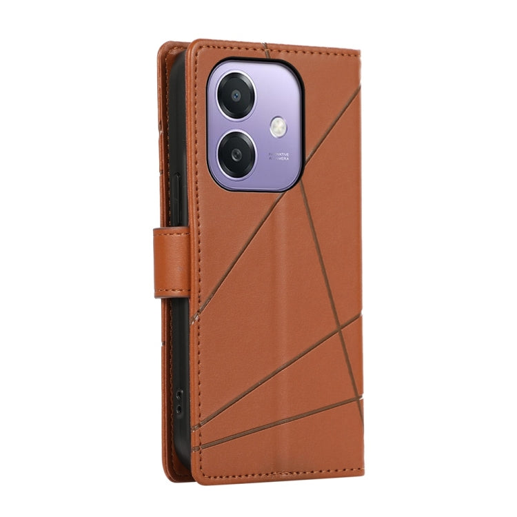 For OPPO A3 4G / 5G Global / A3X 4G / 5G India PU Genuine Leather Texture Embossed Line Phone Case