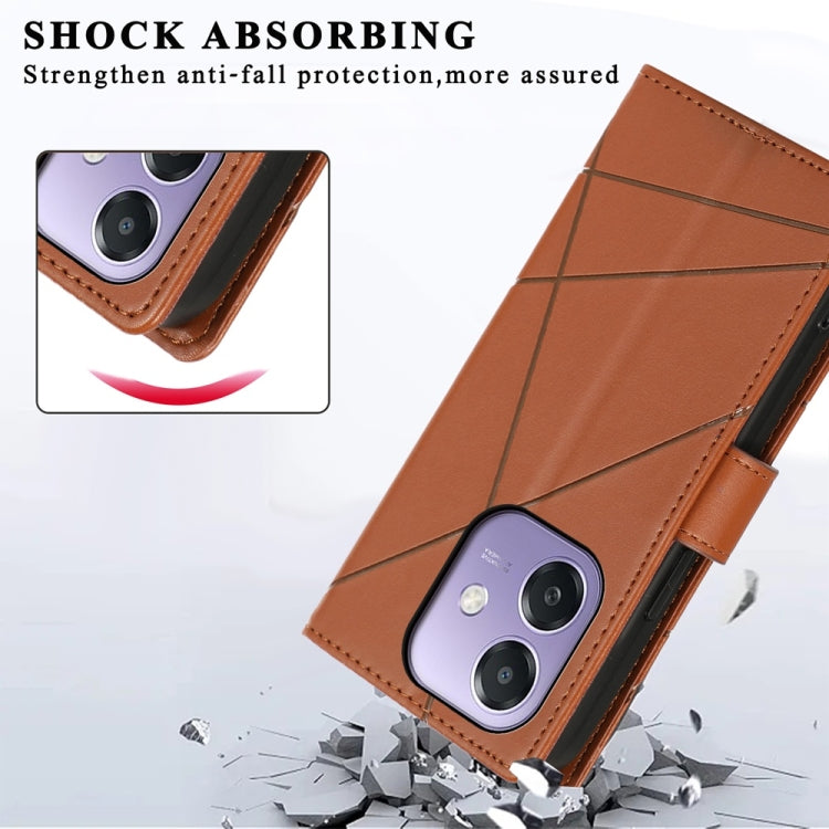 For OPPO A3 4G / 5G Global / A3X 4G / 5G India PU Genuine Leather Texture Embossed Line Phone Case