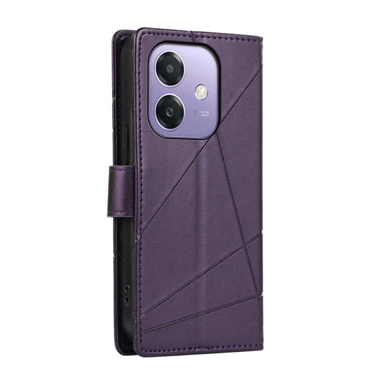 For OPPO A3 4G / 5G Global / A3X 4G / 5G India PU Genuine Leather Texture Embossed Line Phone Case