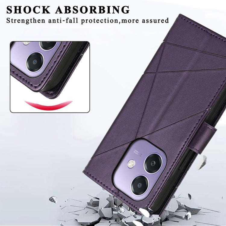 For OPPO A3 4G / 5G Global / A3X 4G / 5G India PU Genuine Leather Texture Embossed Line Phone Case
