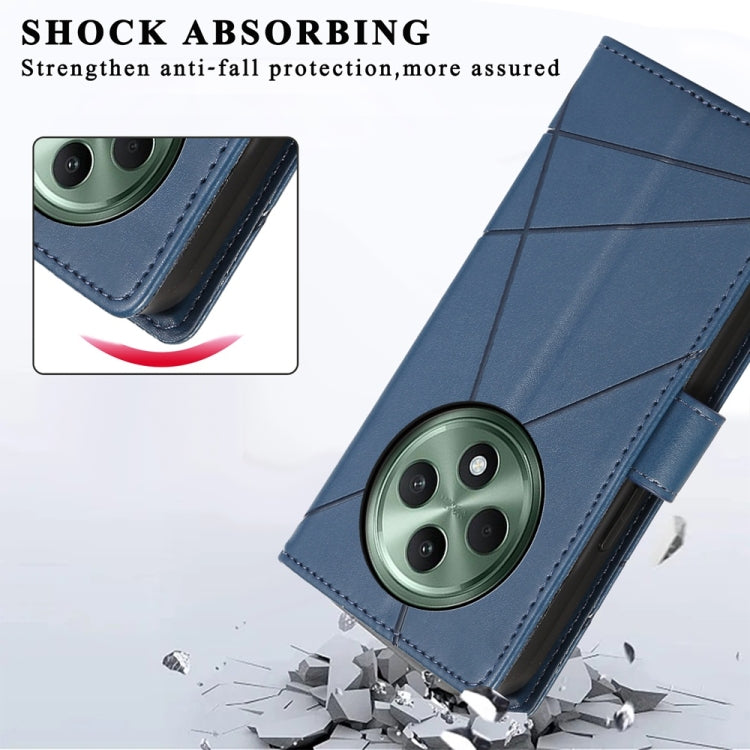 For OPPO Reno12 F 4G / 5G / F27 India PU Genuine Leather Texture Embossed Line Phone Case