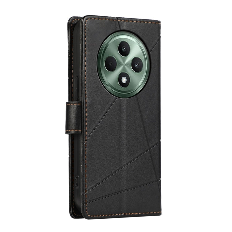 For OPPO Reno12 F 4G / 5G / F27 India PU Genuine Leather Texture Embossed Line Phone Case