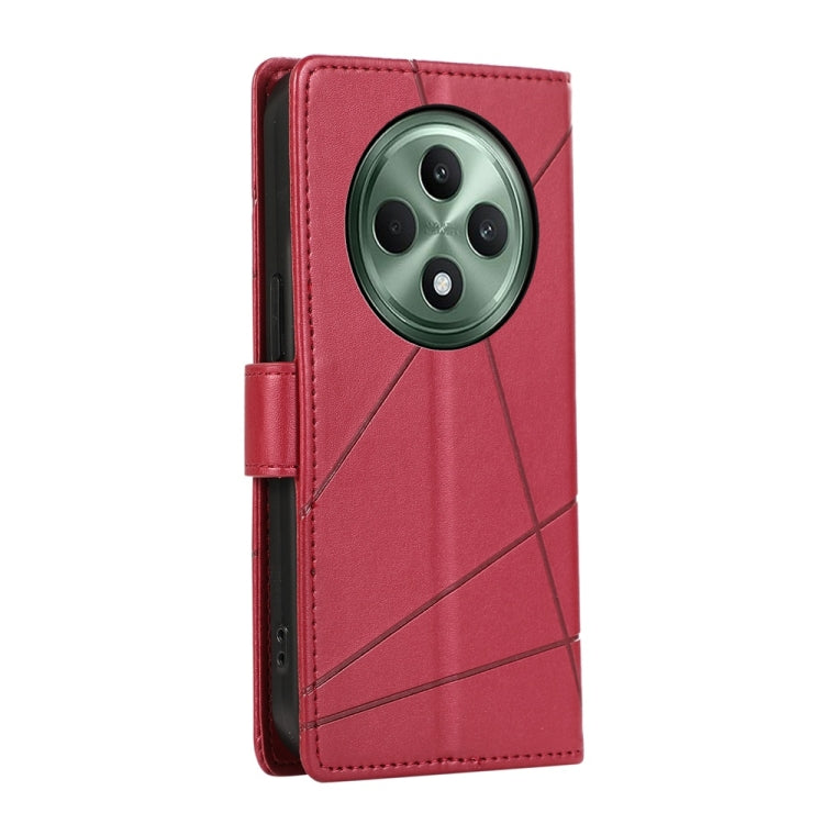 For OPPO Reno12 F 4G / 5G / F27 India PU Genuine Leather Texture Embossed Line Phone Case
