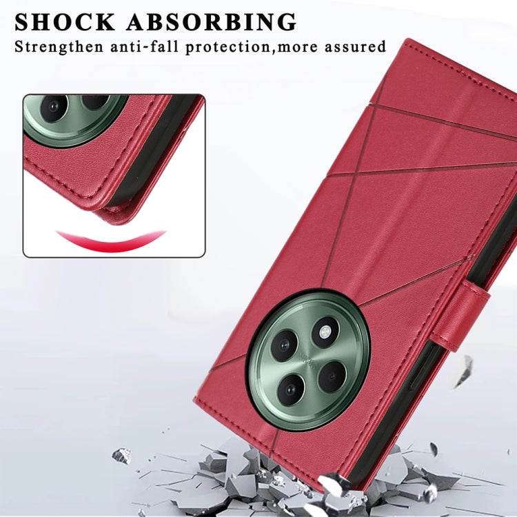 For OPPO Reno12 F 4G / 5G / F27 India PU Genuine Leather Texture Embossed Line Phone Case