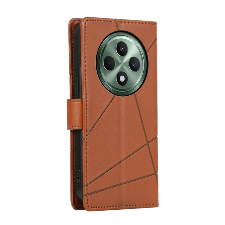 For OPPO Reno12 F 4G / 5G / F27 India PU Genuine Leather Texture Embossed Line Phone Case