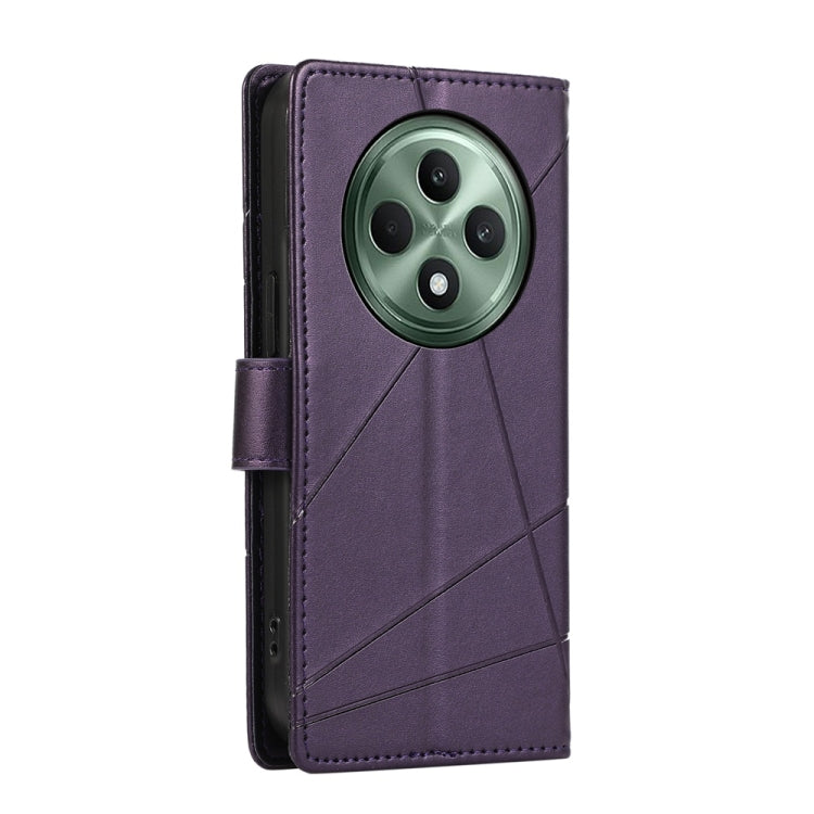 For OPPO Reno12 F 4G / 5G / F27 India PU Genuine Leather Texture Embossed Line Phone Case