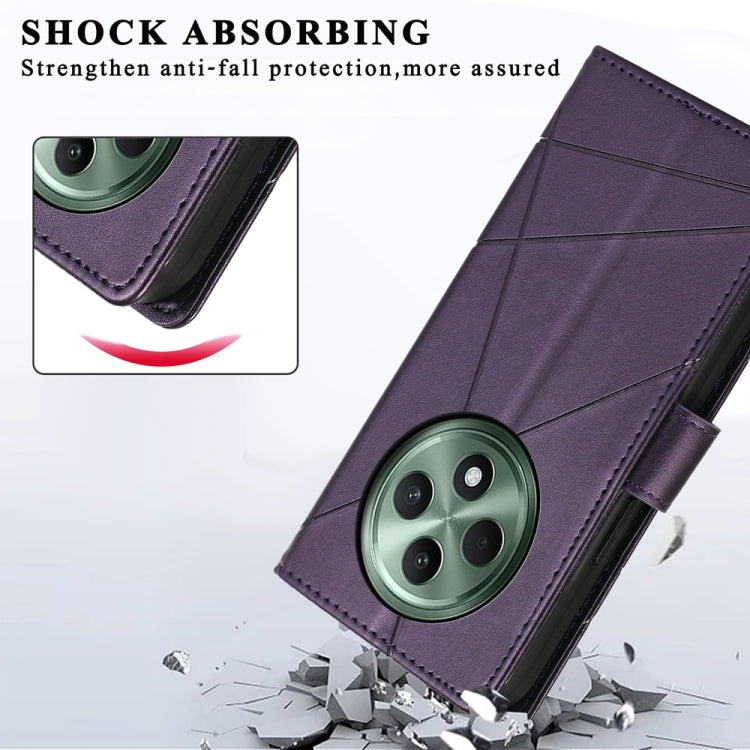 For OPPO Reno12 F 4G / 5G / F27 India PU Genuine Leather Texture Embossed Line Phone Case