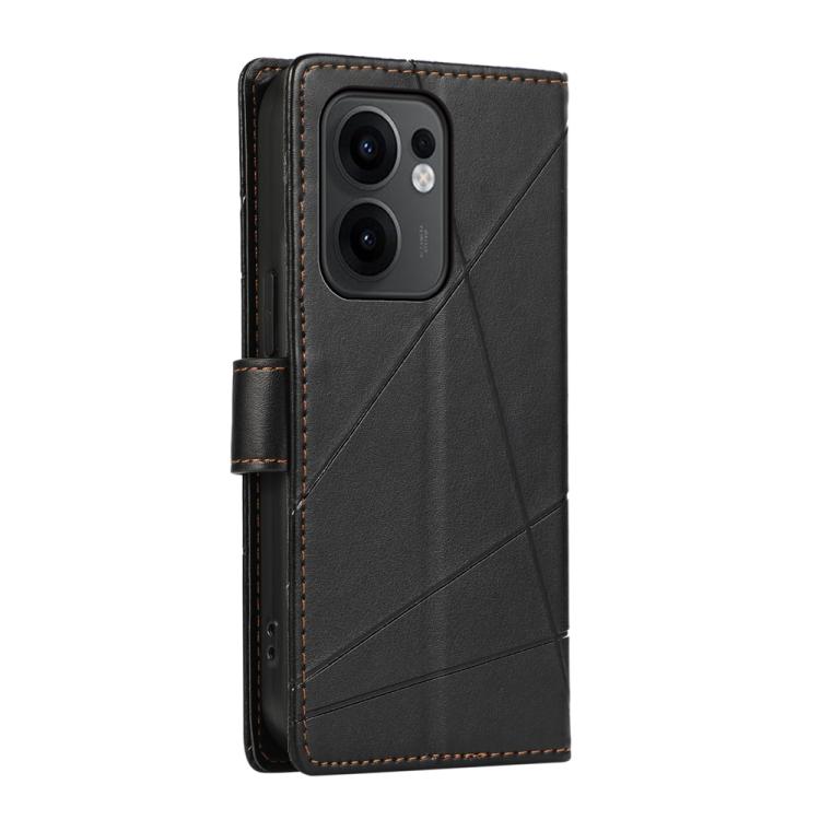 For OPPO Reno13 F 4G / 5G PU Genuine Leather Texture Embossed Line Phone Case