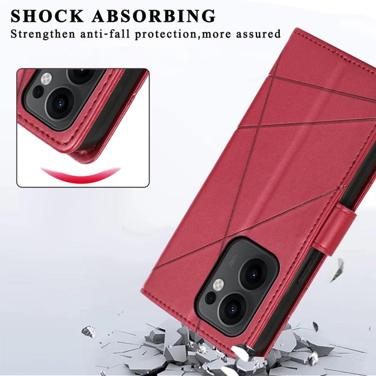 For OPPO Reno13 F 4G / 5G PU Genuine Leather Texture Embossed Line Phone Case