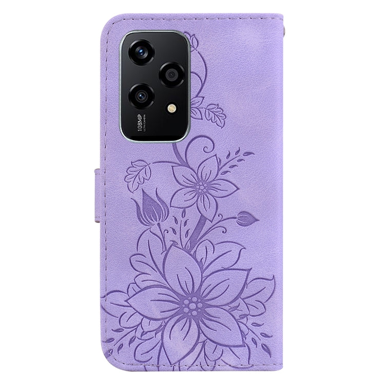 For Honor 200 Lite Global Lily Embossed Leather Phone Case
