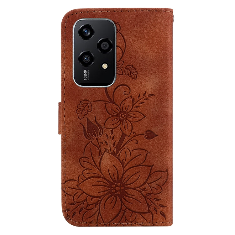For Honor 200 Lite Global Lily Embossed Leather Phone Case