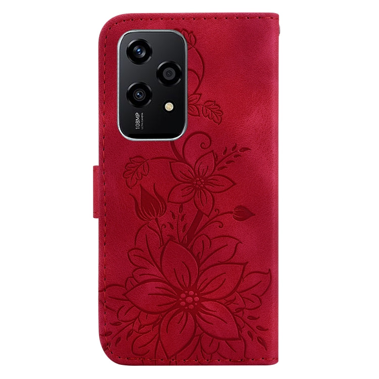 For Honor 200 Lite Global Lily Embossed Leather Phone Case