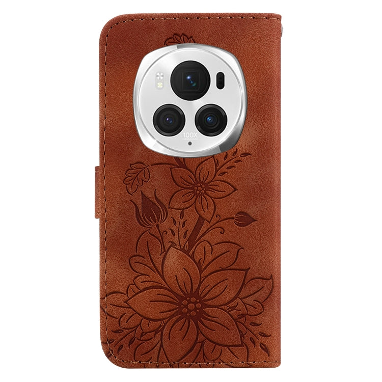 For Honor Magic6 Pro Lily Embossed Leather Phone Case