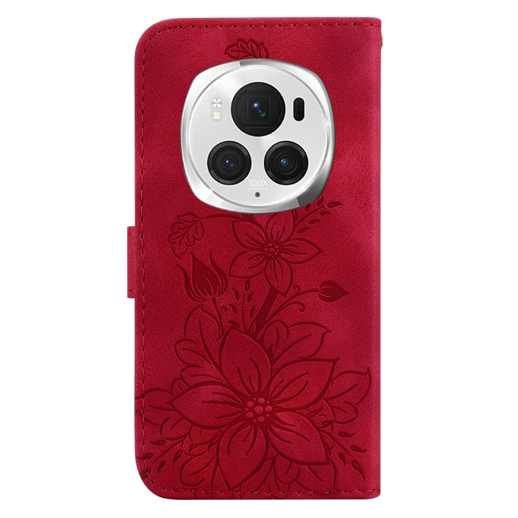 For Honor Magic6 Pro Lily Embossed Leather Phone Case