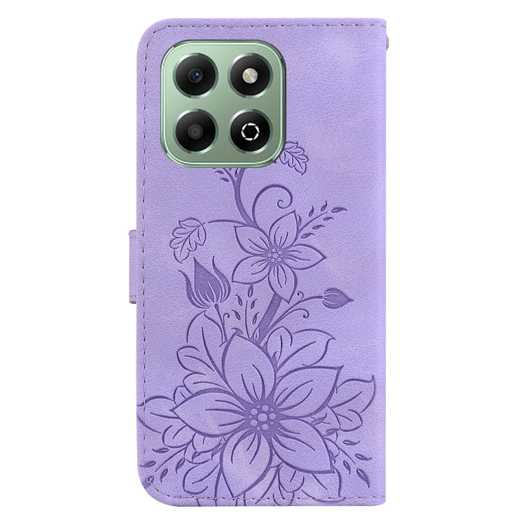 For Honor X6b Lily Embossed Leather Phone Case