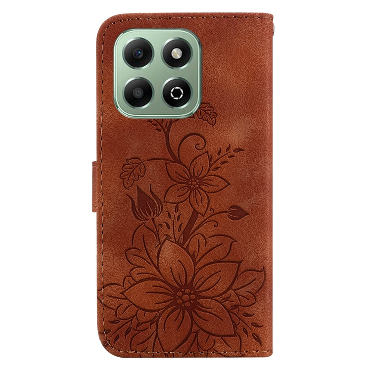 For Honor X6b Lily Embossed Leather Phone Case