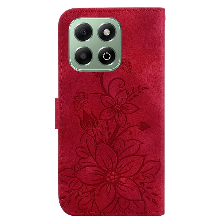 For Honor X6b Lily Embossed Leather Phone Case