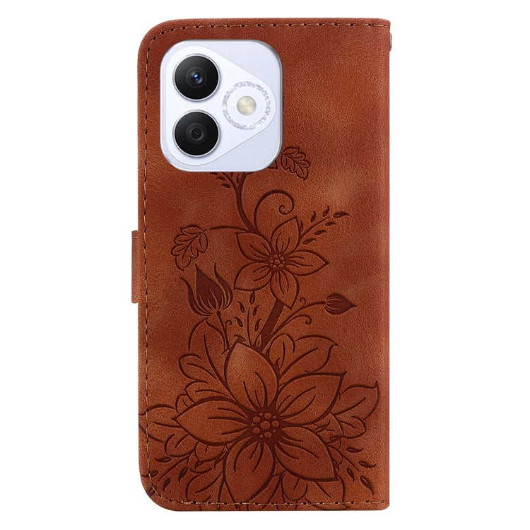 For Honor X60i Lily Embossed Leather Phone Case