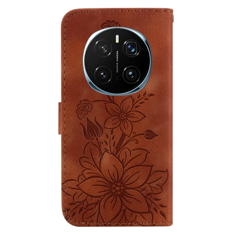 For Honor Magic7 Pro Lily Embossed Leather Phone Case