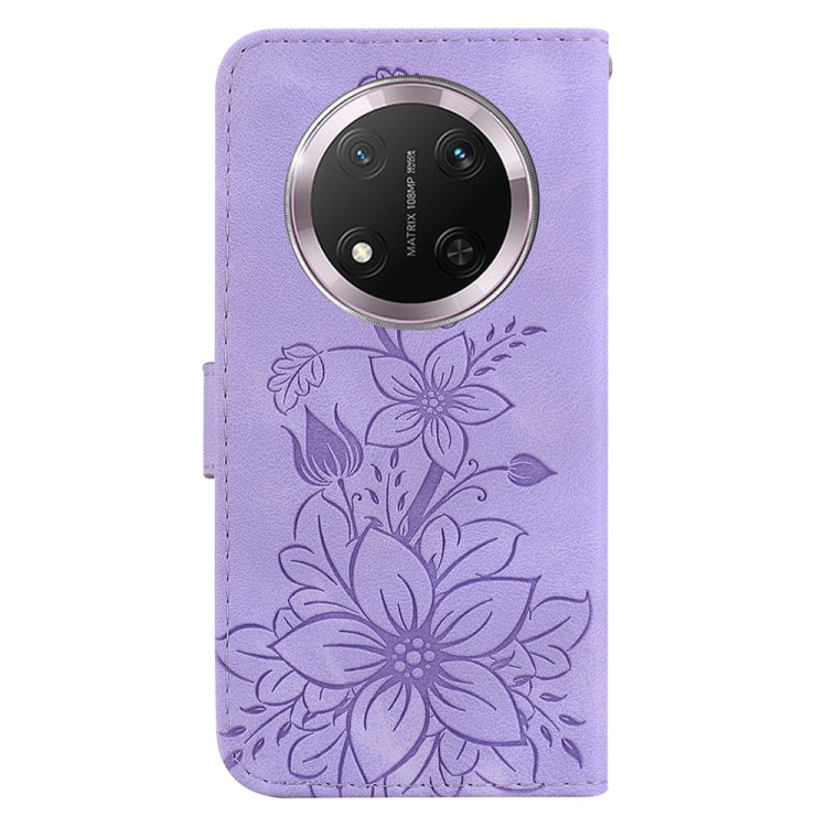 For Honor X9c Lily Embossed Leather Phone Case