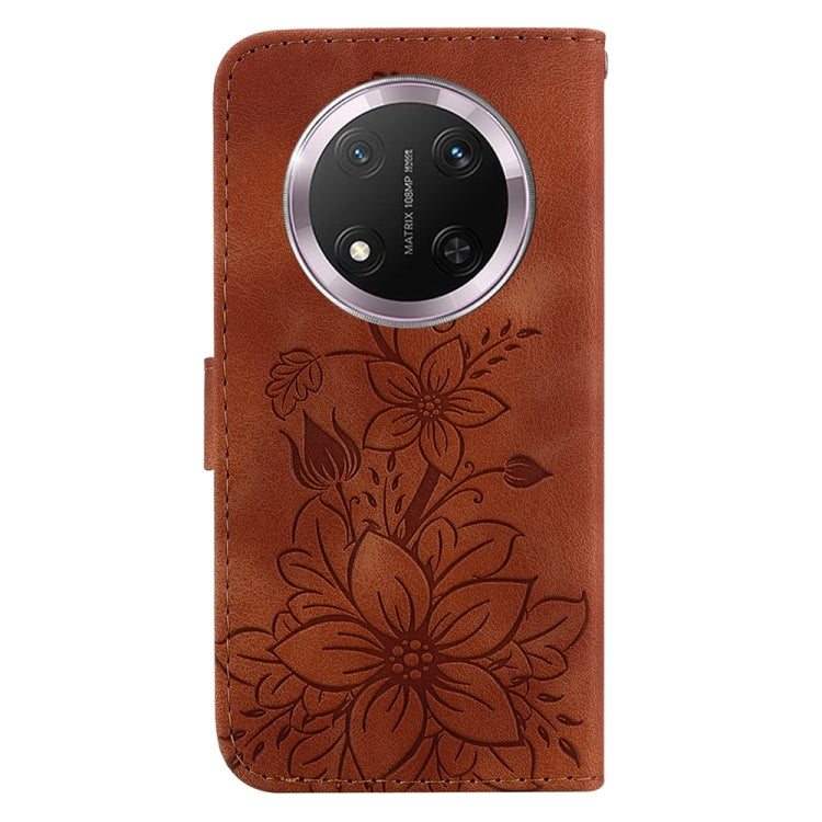 For Honor X9c Lily Embossed Leather Phone Case