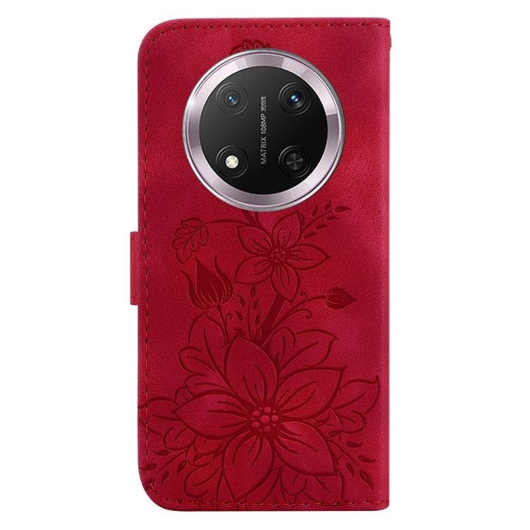 For Honor X9c Lily Embossed Leather Phone Case